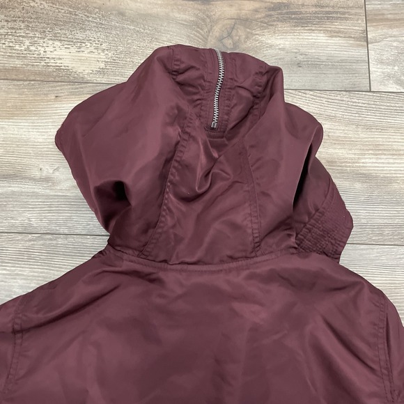 Y2K Abercrombie & Fitch Parka Coat Fleece Hooded Utility Outerwear Burgandy S - Picture 8 of 8